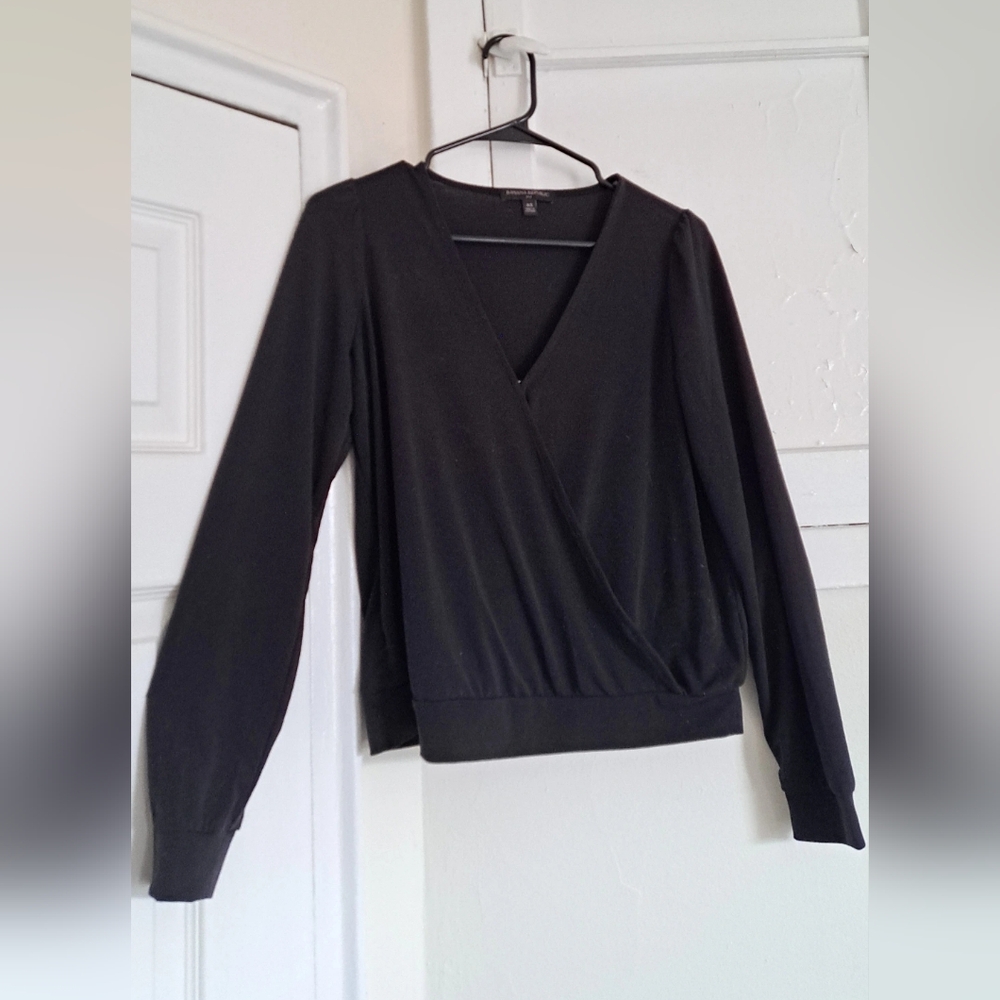 Elegant Black Wrap Top - Bannana Republic